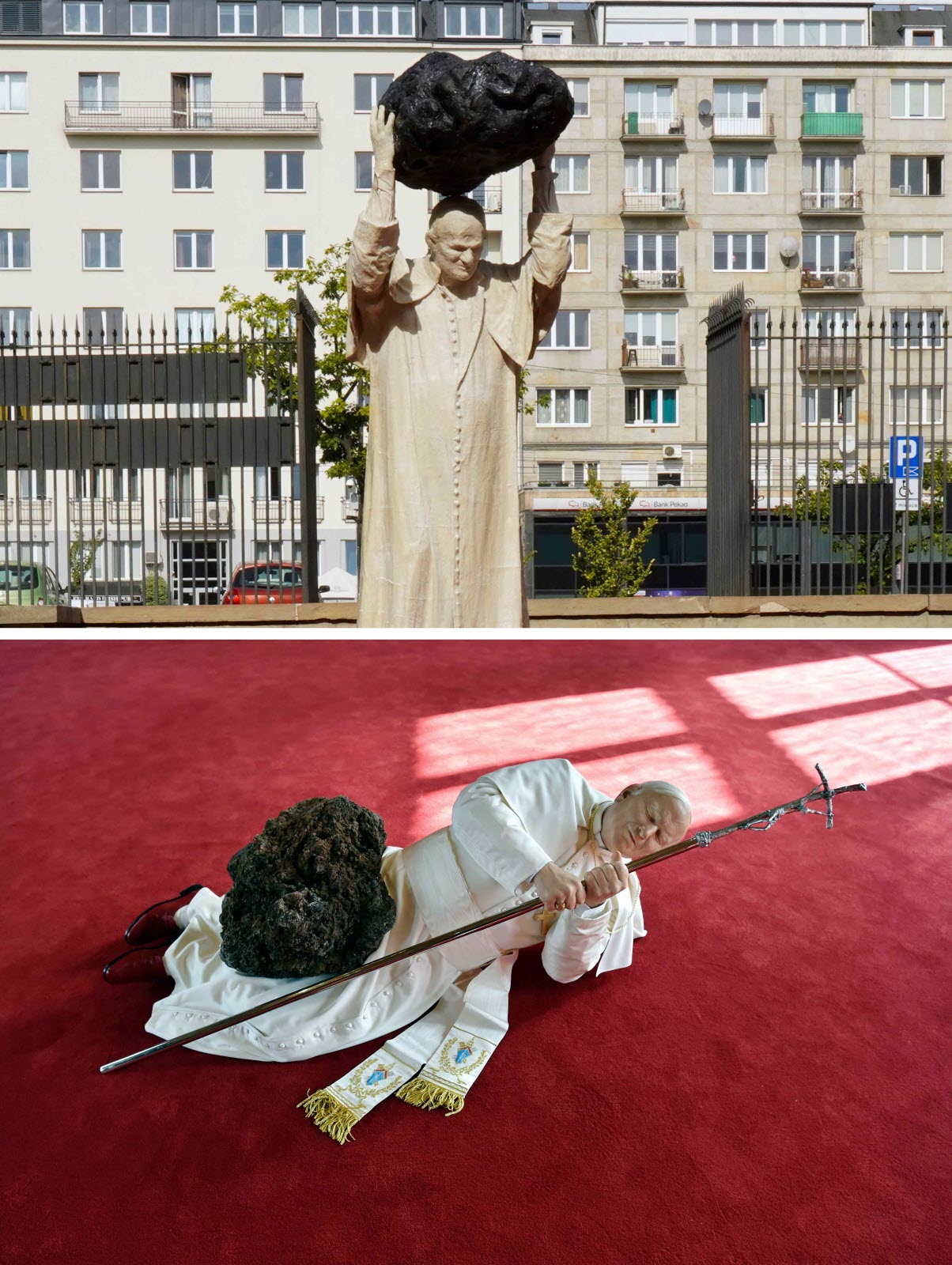 Des jeunes pro-palestiniens déshonorent la statue de Jean-Paul II à Rome